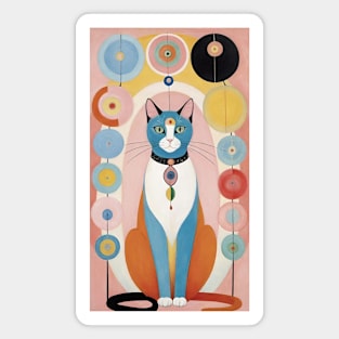 Hilma af Klint's Whimsical Cat Symphony: Abstract Harmony Magnet